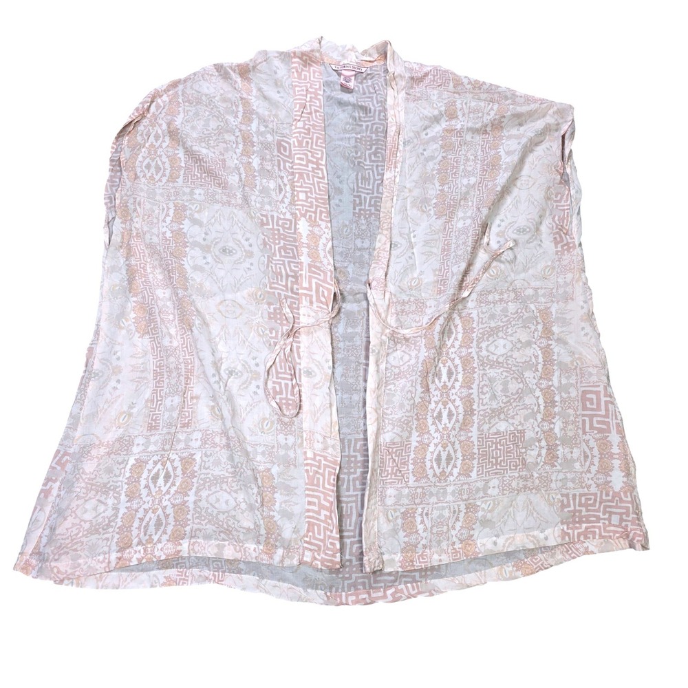 Victoria's‎ Secret Kimono Robe Women's One Size Pink Tan Geometric Patchwork